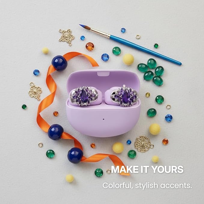 Clip on Earbuds Open Ear Accessories for Bose Ultra Open Earbuds - Lightweight Clip-On Decor for Wireless Earbuds (Headphones not Included) (Oval Diamond (Purple))