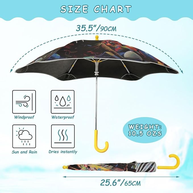 ALAZA Kids Umbrella Stick Umbrellas Cute Umbrella for Boys Girls Toddler UV/Sun Rain Windproof