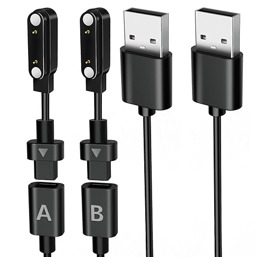 Audiovance 2-Pack AB762 Reversible Smartwatch Charger – Innovative Magnetic Charging Cable, Solves Polarity Mismatch, Universal for All 7.62mm-Pin-Pitch Smart Watches