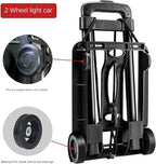 Portable Folding Hand Truck - Movable Platform La Cart with 2 Wheels, Dolly for Travel & Moving - Lightweight Handcart Trolley for Easy Transport