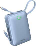 Hichain Portable Charger 35W 20000mAh Power Bank Fast Charging Portable Fast Charger Power Bank for iPhone 17/16/15/14/13, iPad, Android, LED Display Battery Pack Built Dual Cables & 4 Outputs Blue