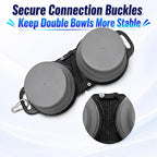 Collapsible Dog Bowls with Carabiner, Double Portable Travel Pet Bowls for Food and Water, Foldable Silicone Dog Bowl for Walking, Hiking, Camping, Small Medium Dogs and Cats,Gray
