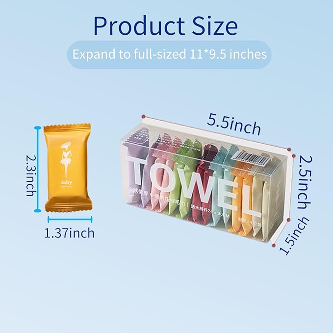 Disposable Compressed Towels, Portable Compressed Towel Tablets, 56Pcs Travel Wash Cloth, Thicker Super Absorbent Wash Cloths for Travel, Face Towel Ideal for Outdoor Camping Hiking (56Pcs)