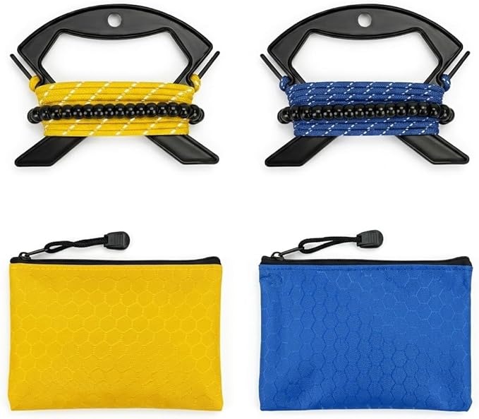 2 Pack Travel Clothesline, No Clothespins Needed - 11.5ft Reflective Cord with 24 Beads, Tangle-Free Cord Winders & Zipper Bags, Portable Laundry Drying Rope for Cruise, Hotel, Camping, RV, Indoor Use