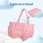 TOPDesign Puffer Tote Bag for Women, Lightweight Puffy Handbag with Compartments, Quilted Shoulder Bag for Work, Travel, Gym