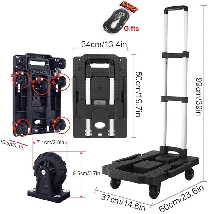Folding Hand Truck Trolley Cart Home Beauty Utility Cart for Luggage,150kg(Blue)