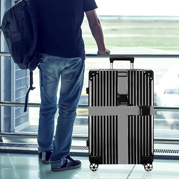 Luggage Straps for Suitcases TSA Approved-2 Pack Bright Personalized Luggage Belt Strap for Suitcase/Carry On Bag Luggage Accessories for Travel (Grey)