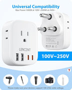 LENCENT South Africa Plug Adapter, Type M Adapter For South Africa with 4 American Outlets, 4 USB Ports(2 USB C), Type M Plug Converter for US to Bhutan Botswana Namibia Lesotho Nepal Sri Lanka