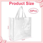 Eccliy 30 Pack 12x12x6 Inch Clear Tote Bag Stadium Approved Bulk Plastic Beach Tote Gift Bag with Handle for Gym Sports | 30 Pack, 12x12x6 Inch, Stadium Approved, Bulk, with Handle, Tote Gift Bag
