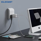 ELEGRP 6-Outlet Extender with Central Anchor, 3-Prong Grounded Wall Tab, Multiple Outlet Extender with 6 Electrical Outlets, ETL Listed, 1 Packs, White