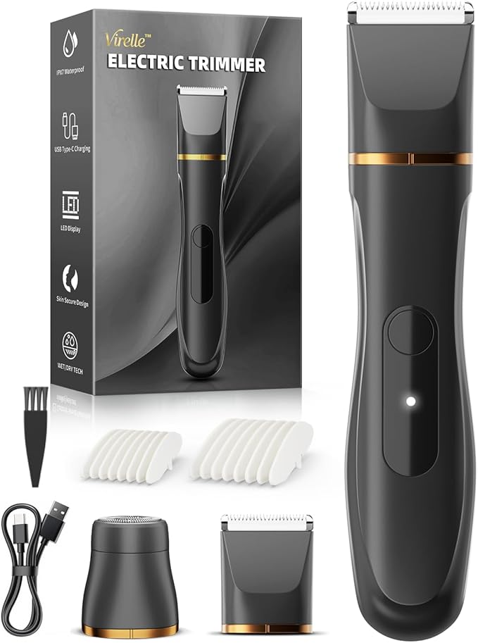 Electric Body Hair Removal Epilators for Men & Women,Waterproof Foil Shaver Razor Trimmer for Facial,Arms,Back,Legs,Chest & Groin,Wet/Dry Painless Groomer with Ceramic Blade,Travel Gift for Him,Black