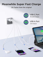 40W USB C Charger Block, 2Pack 4-Ports Type C Fast Phone Charging Cube with 6FT USBC to USBC Cord, Multiport Wall Plug Power Brick Box Compatible with iPhone, Samsung, iPad Pro, Cellphones Charger