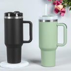 4 Pack 40 Oz Tumbler with Handle Bulk, Double Wall Vacuum Insulated Stainless Steel Tumbler with Lid and Straw, 40 oz cup with Silicone Spill Proof Stopper Set (Black)