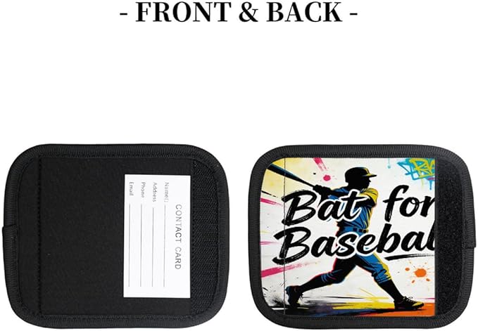 2 Pack Luggage Handle Wrap with Travel Tags - Non-Slip Protective Cover Soft Handle Grips Covers for Suitcase(Graffiti Baseball)