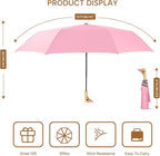 Compact Small Umbrellas for Rain&Sun, Cute Design Duck Head Umbrella for Girls Gifts, 8 Ribs Folding Umbrella with Wooden Handle