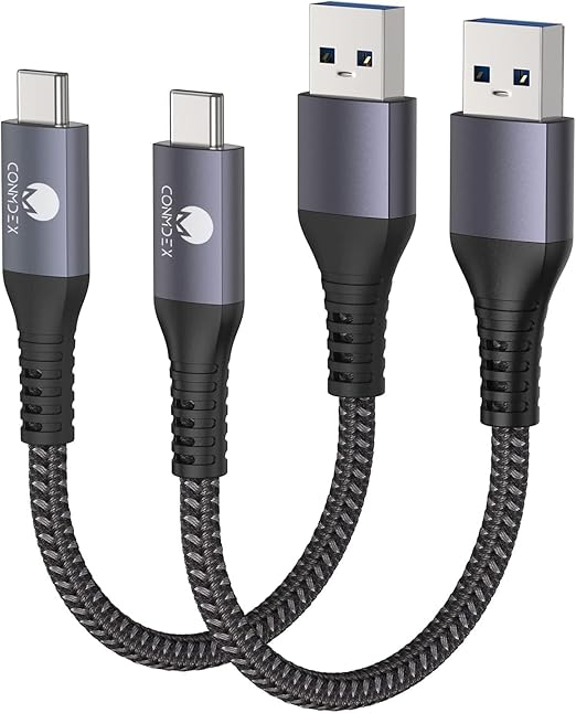 CONMDEX USB A to USB C 10Gbps (1ft, 2-Pack) USB 3.1 Gen 2 Short Data Transfer Type C Cord, Fast Charging Carplay Android Auto USB C Cable for iPhone 17 Air 16 Plus 17 16 Pro Max, Galaxy S25 S24