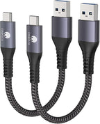 CONMDEX USB A to USB C 10Gbps (1ft, 2-Pack) USB 3.1 Gen 2 Short Data Transfer Type C Cord, Fast Charging Carplay Android Auto USB C Cable for iPhone 17 Air 16 Plus 17 16 Pro Max, Galaxy S25 S24