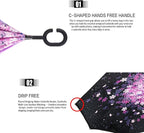 MRTLLOA 40/49/56 Inch Oversize Windproof Inverted Reverse Upside Down Umbrella, Golf Size Rain Umbrella, Double Layer, C-Shaped Handle for Men, Women and Kids