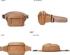 LATMAP 3L TRIPLE ZIP Fanny Packs Belt Bag For Women Men Crossbody Waist Pack Sling Chest Bum Travel Bag Purse Faux Leather Fashion Cute Tan
