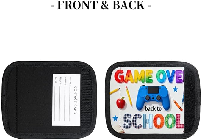 2 Pack Luggage Handle Wrap with Travel Tags - Non-Slip Protective Cover Soft Handle Grips Covers for Suitcase(Play Games)