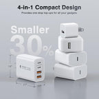 [2-Pack] 40W USB C Charger Block, 4-Port Type C Fast Charging Brick Dual PD&QC Wall Plug Adapter Power Brick for iPhone 13/14/15/16/17/Pro Max/Plus/iPad/Airpods/iwatch/Samsung Galaxy