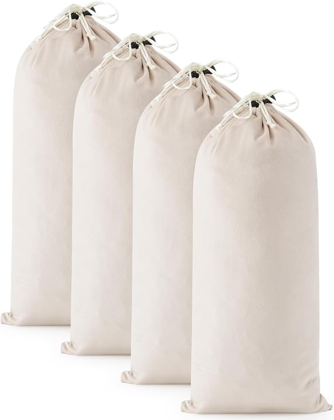 4 Pcs Single Shoe Bags for Travel, 17.3"x8.6" Washable Travel Shoe Bags for Packing in Suitcase, Velvet Dust Bag with Drawstring, Shoe Pouch for Women and Men, Travel and Home Storage (Beige)