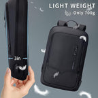 hk Backpack for Men Business Slim Backpack with USB Charger Computer Lightweight Anti-theft Travel Backpacks 15.6 inch Water Resistant Laptop Bag for Work Office College-Black