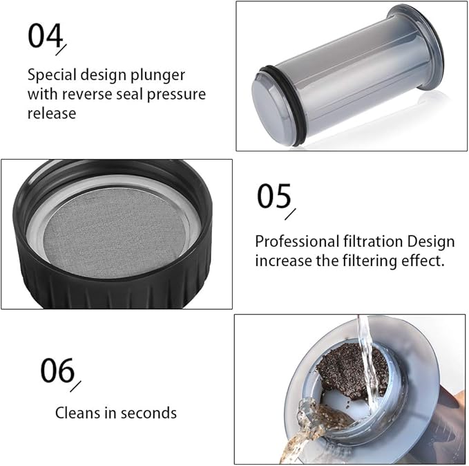 RECAFIMIL Coffee Press Maker -New Desgin Bigger Capacity Quickly Makes Delicious Coffee Without Bitterness - 1 to 3 Cups Per Pressing (Coffee Maker)