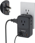 TESSAN USB C Charger Block 20W PD, Fast Charging Adapter with Foldable Plug, 1875W Power Outlet Extender(4 AC and 4 USB) for Cruise, Home, Office, Dorm Room Essentials, Black