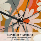 Windproof Travel Umbrella Colorful Daisy Floral Compact Auto Open/Close Folding Umbrellas for Rain