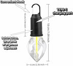 Portable LED Camping Lantern，Hang Anywhere Hook, USB-C Rechargeable, 3 Brightness Modes, Water Resistant for Emergency, Tent, Hiking, Power Outage& Outdoor (Black 1PCS) (T03)
