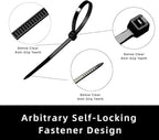 Zip Ties 8 inch, 1000 Pack Black Zip Ties, Self-Locking Nylon Cable Ties with 40 lbs Tensile Strength,Wire Ties for indoor and outdoor use.