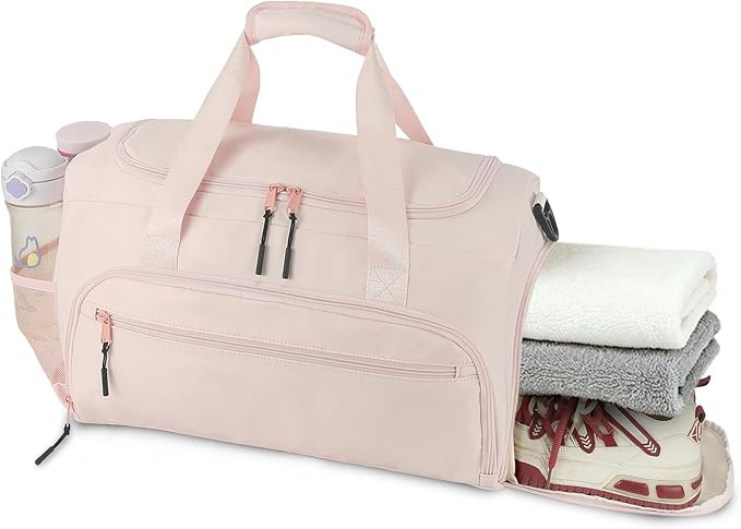 Gym Bag for Men Women, Sport Duffle Bag with Wet Pocket & Shoes Compartment, Water Resistant Overnight Weekender Bag Duffel Bag