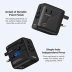 Hichain International Power Adapter 35W, Universal Travel Adapter 7-in-1 Worldwide Plug Power International Charger for Business Travelers Vacationers, Fast Charging for iPhone 17/16, Tablets, GoPro