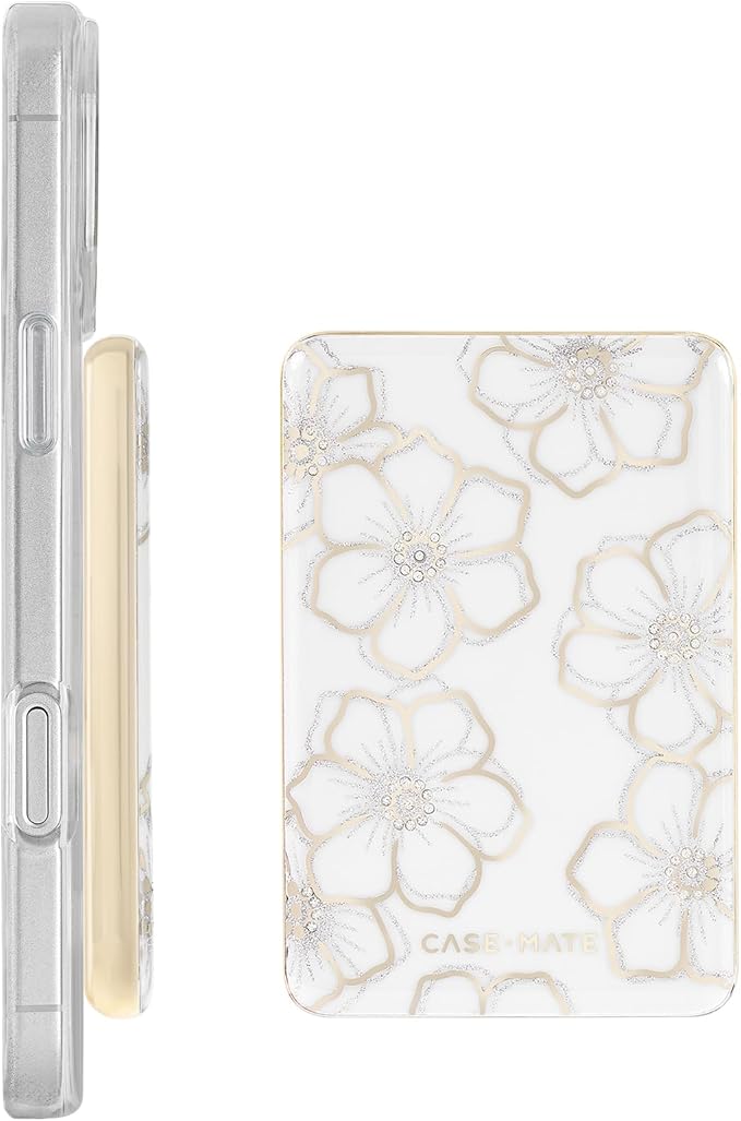 Case-Mate MagSafe Portable Charger Power Bank 5000mAh - iPhone Charger for Fast Charging - Qi Compatible Magnetic Wireless Battery Pack with USB-C Cable for all phones - Slim Lightweight - Floral Gems