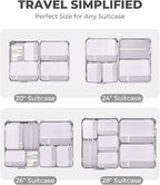 Percover Compression Packing Cubes 4-Piece Set, Packing Cubes Compression for Travel with Label Pockets, Travel Organizer for Carry On & Checked Luggage, Purple
