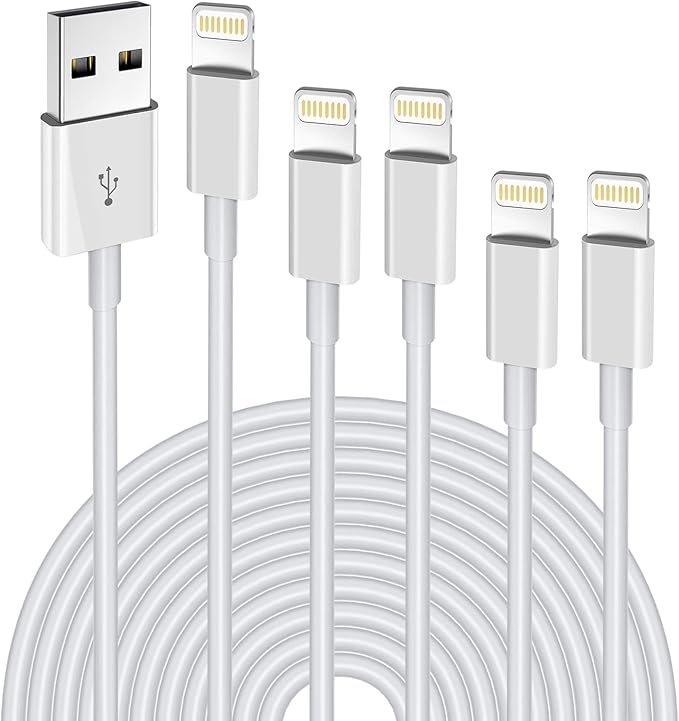 Lightning Cable 5pack[6/6/6/6/6FT] Apple MFi Certified Long iPhone Charger Fast Charging High Speed Data Sync USB Cable Compatible iPhone 13/12/12 PRO/Max/11/11PRO/XS/Max/XR/X/87/6plus/iPad Air