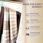 Cotton Turkish Beach Towel with Towels Oversized 36"x72" Pool Absorbent Extra Large Quick Dry Sand Travel Towel (Biscotti Luxe, 4 Pack)