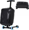 smilesun Scooter Suitcase for Kids & Adults, Foldable Carry On Travel Luggage, Hardside Ride on Scooter Suitcase with Spinner Wheels, Black