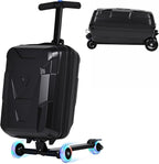 smilesun Scooter Suitcase for Kids & Adults, Foldable Carry On Travel Luggage, Hardside Ride on Scooter Suitcase with Spinner Wheels, Black