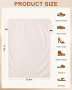 FantasyLife Shoe Bags for Travel, Washable Dust Bags for Storage & Packing, Flannel Shoe Pouch with Drawstring Closure for Purses, Handbags, Shoes & Toys (4, Beige, 17.3"x12.6")