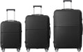 3-Piece Luggage Set 3 (20"/24"/28"), Hardside Suitcases with 8 Spinner Wheels, Scratch-Resistant ABS Shell, set2, set3 Travel Suitcase, TSA Lock (Minimalist Design, Black)