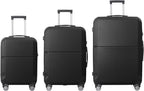3-Piece Luggage Set 3 (20"/24"/28"), Hardside Suitcases with 8 Spinner Wheels, Scratch-Resistant ABS Shell, set2, set3 Travel Suitcase, TSA Lock (Minimalist Design, Black)