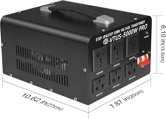 Cantonape 5000 Watt Voltage Converter Transformer - Heavy Duty Step Up/Down Convert from 110-120 Volt to 220-240 Volt and from 220-240 Volt to 110-120 Volt