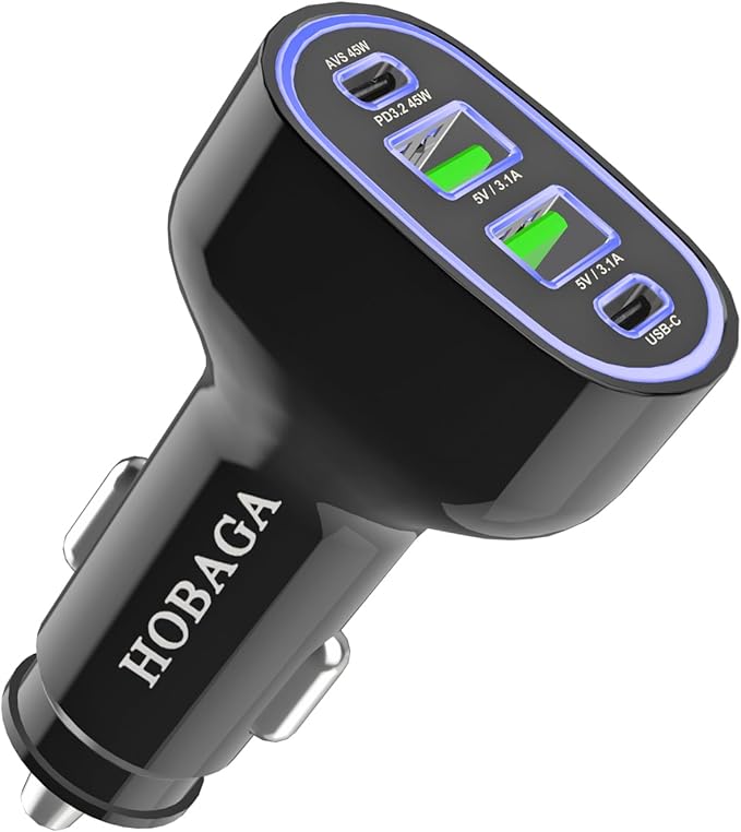 2Pack USB C Car Charger Adapter, AVS PD 3.2 QC 5.0 USB Charger, Multi Port Cigarette Lighter Car Phone Charger Compatible with MacBook iPhone 17 16 15 Pro Max iPad, Galaxy S26 25 24 Ultra.