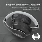 Wireless Bluetooth Headphones Over Ear 65H Playtime HiFi Stereo Headset with Microphone and 6EQ Modes Foldable Bluetooth V6.0 Headphones for Travel Smartphone Computer Laptop