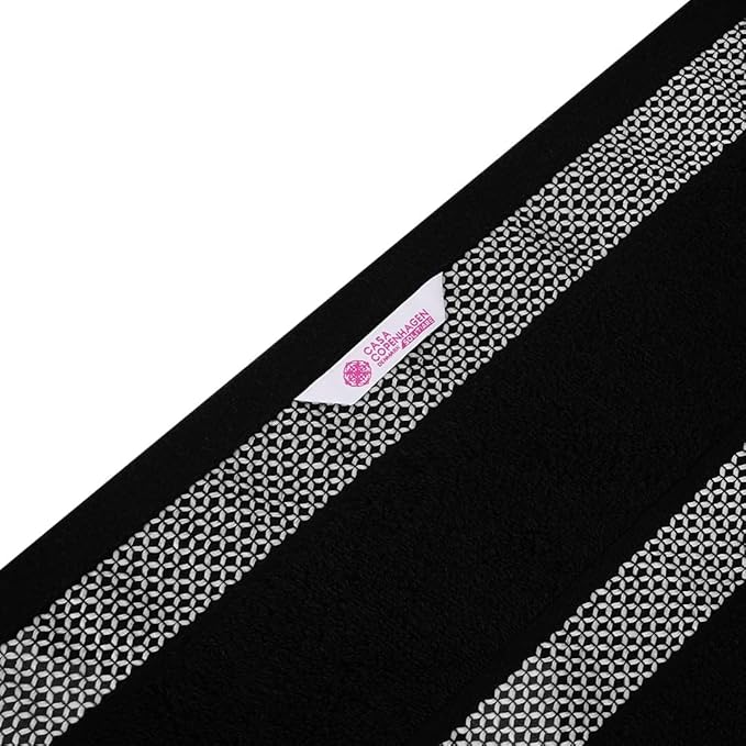 CASA COPENHAGEN Solitaire 2Pcs 100% Egyptian Cotton Large Designer Bathsheet Towels Gift Set- Black, 600GSM, 35"x70" 2Bath Sheet Towels for Bathroom Set for Women & Men