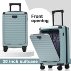5 Piece Luggage Set w/TSA Locks & USB Port, Front Opening Hard Shell Luggage Sets, Expandable Suitcase Set with Wheels and Cup Holder(20"/24"/28") (Light Blue)