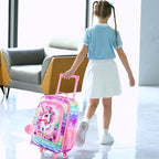 Girls Luggage, Kids Sequins Rolling Luggage, Cute Unicorn Travel Carry on for Elementary Preschool Toddler