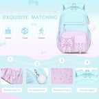 DIGOBAY Backpack for Girls, 3PCS Girls Backpack for School with Lunch Bag Pencil Case, Cute Kids Teens Bookbag for Kindergarten Elementary Preschool Middle School